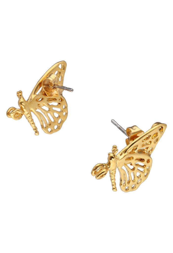 Aretes Calados Chicos Mariposa Baño de Oro