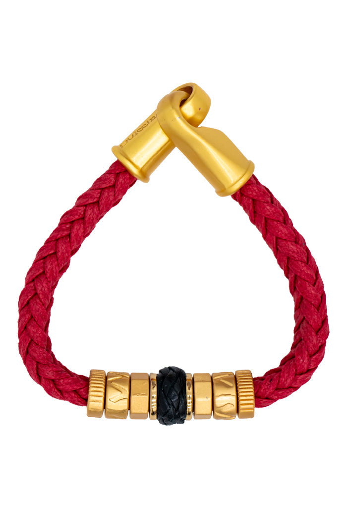 Pulsera Barriles Tejida Rojo