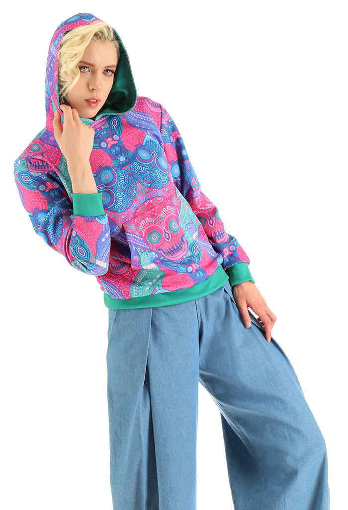 Sudadera Xolo Mujer Día de Muertos Mictlán Rosa