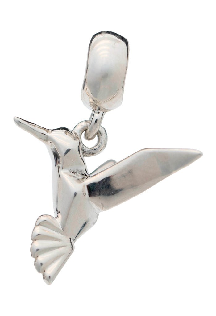 Amuleto para Brazalete Colibrí  Origami Plata