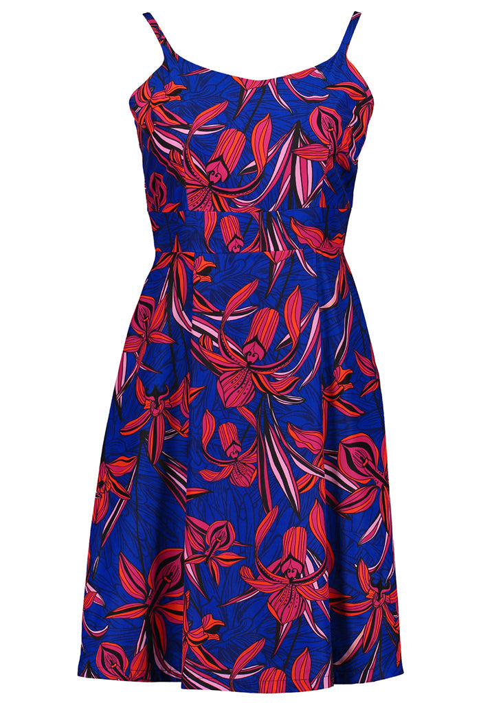 Vestido Okomej Orquídeas Marino