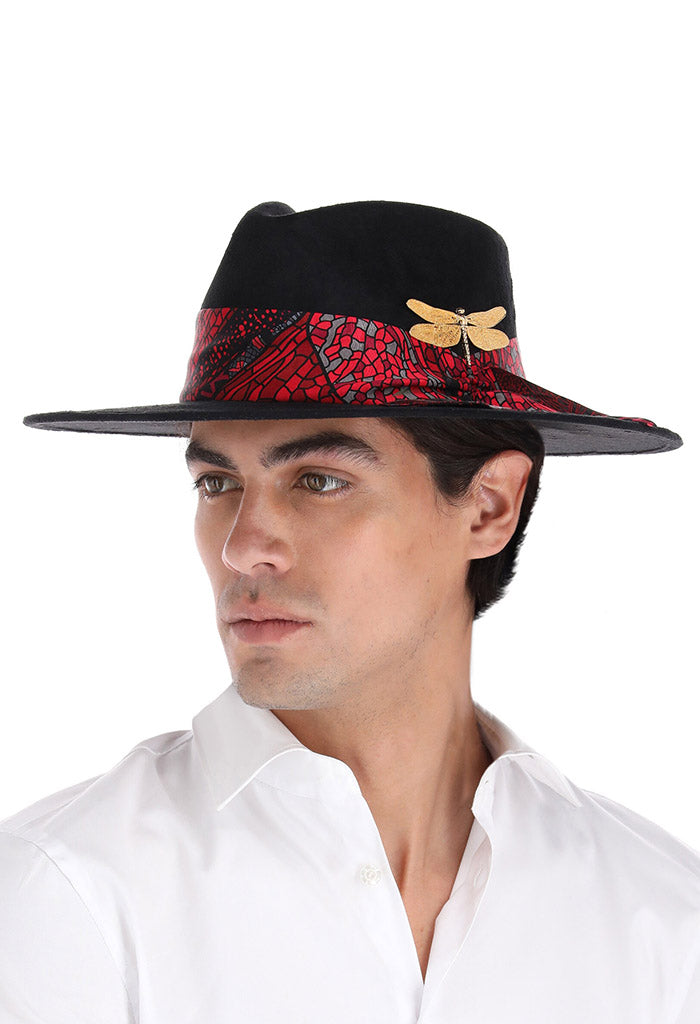 Sombrero Cehuallotl Negro Libélula Negro/Rojo