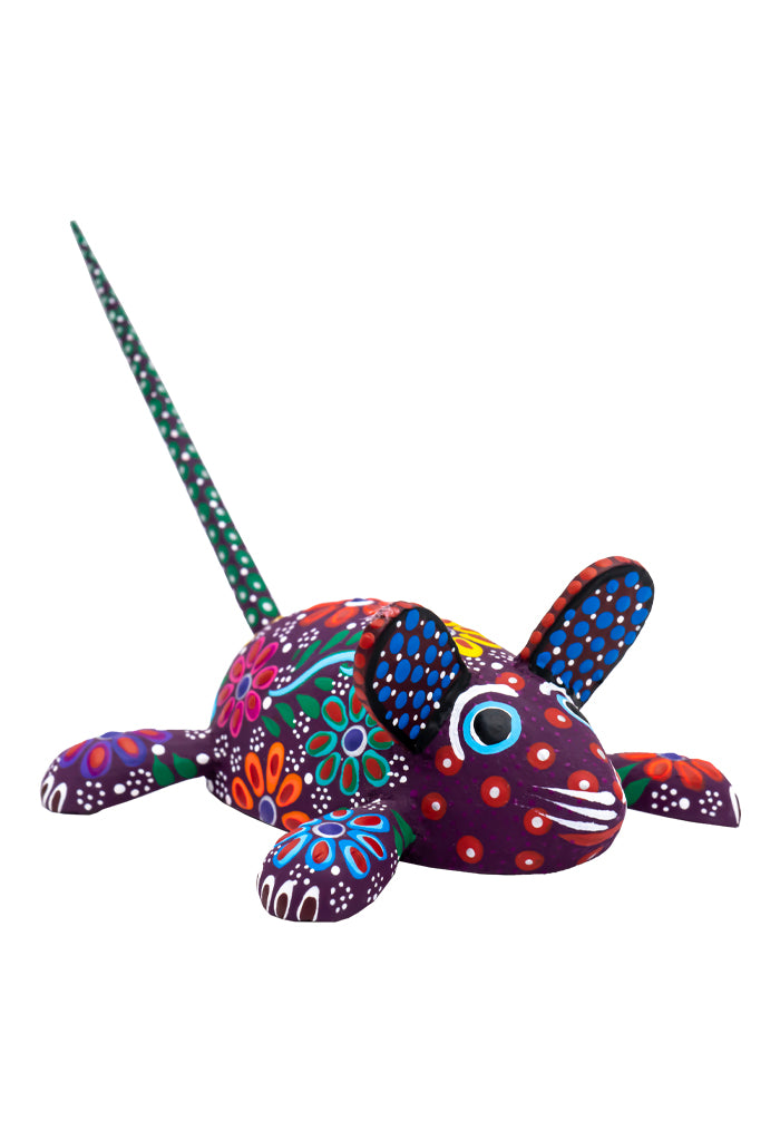 Alebrije Ratón Chico Flores