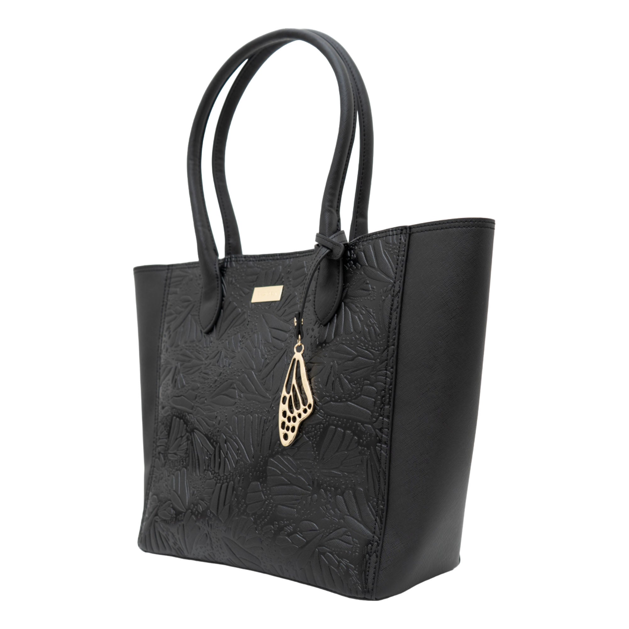 Tote Kuuch Saffiano Grabado Mariposa Negro