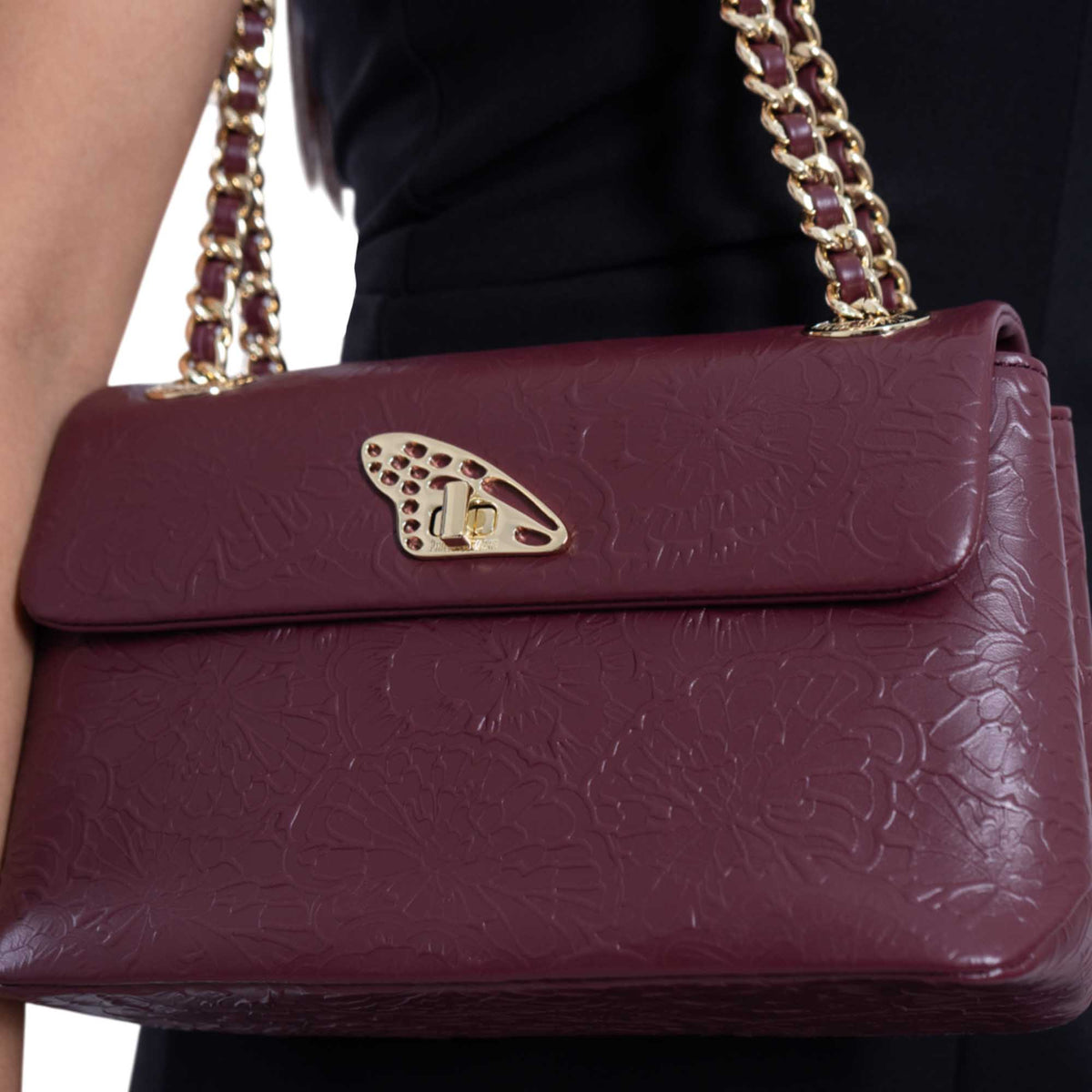 Bolsa Tusbel Piel Mini Piel Grabado Cempasúchil
