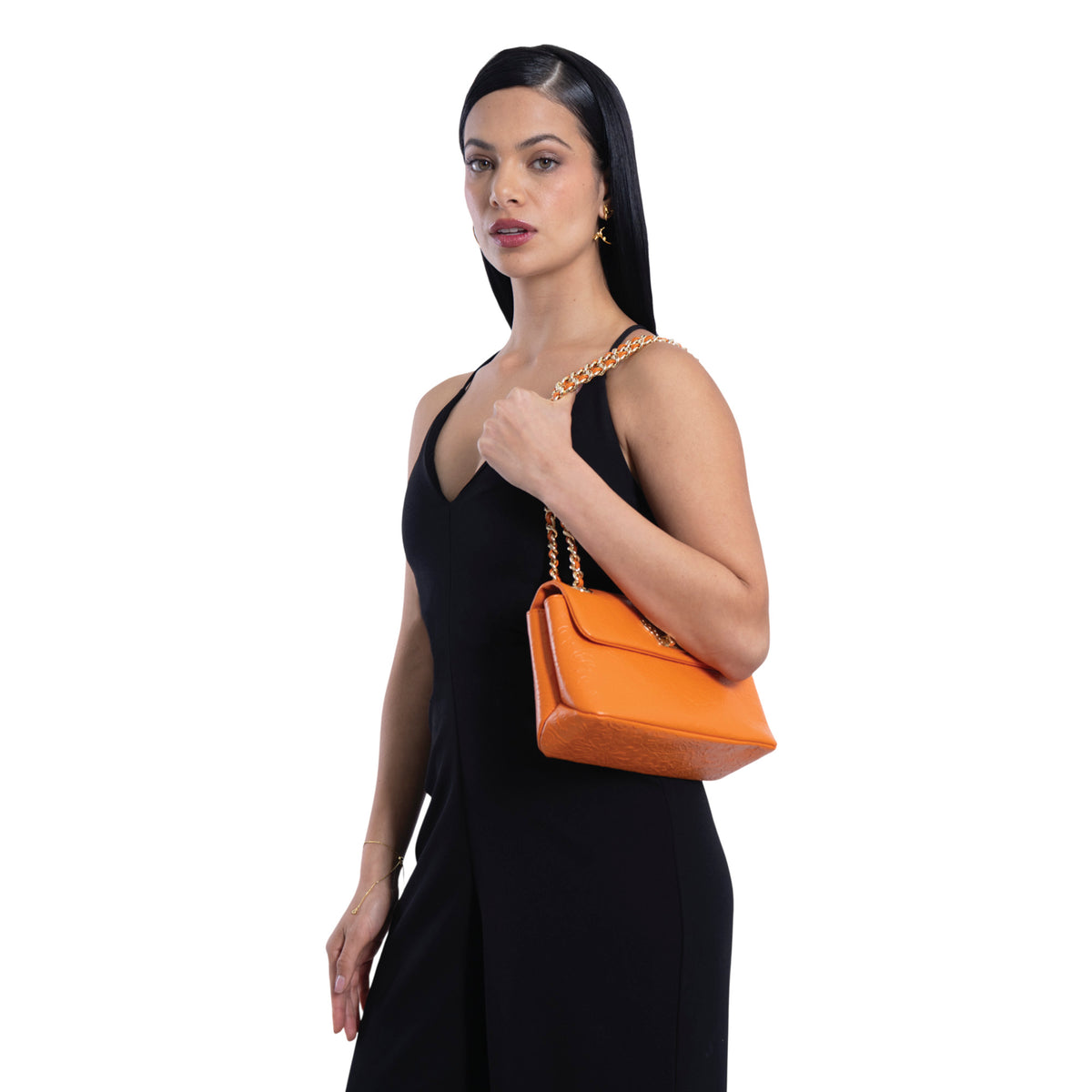 Bolsa Tusbel Piel Mini Piel Grabado Cempasúchil