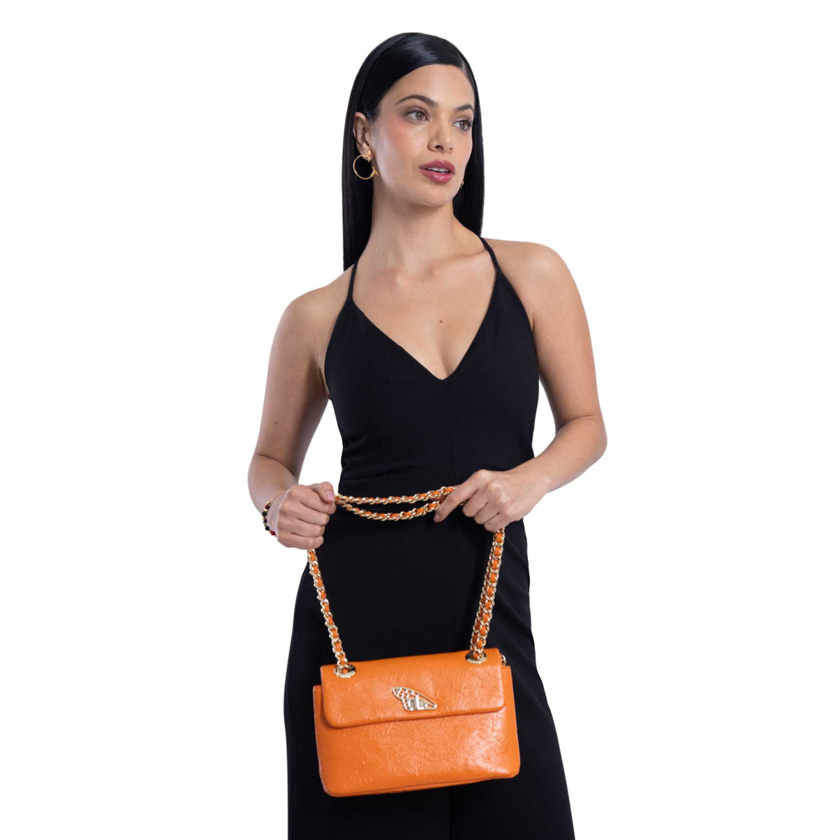 Bolsa Tusbel Piel Mini Piel Grabado Cempasúchil