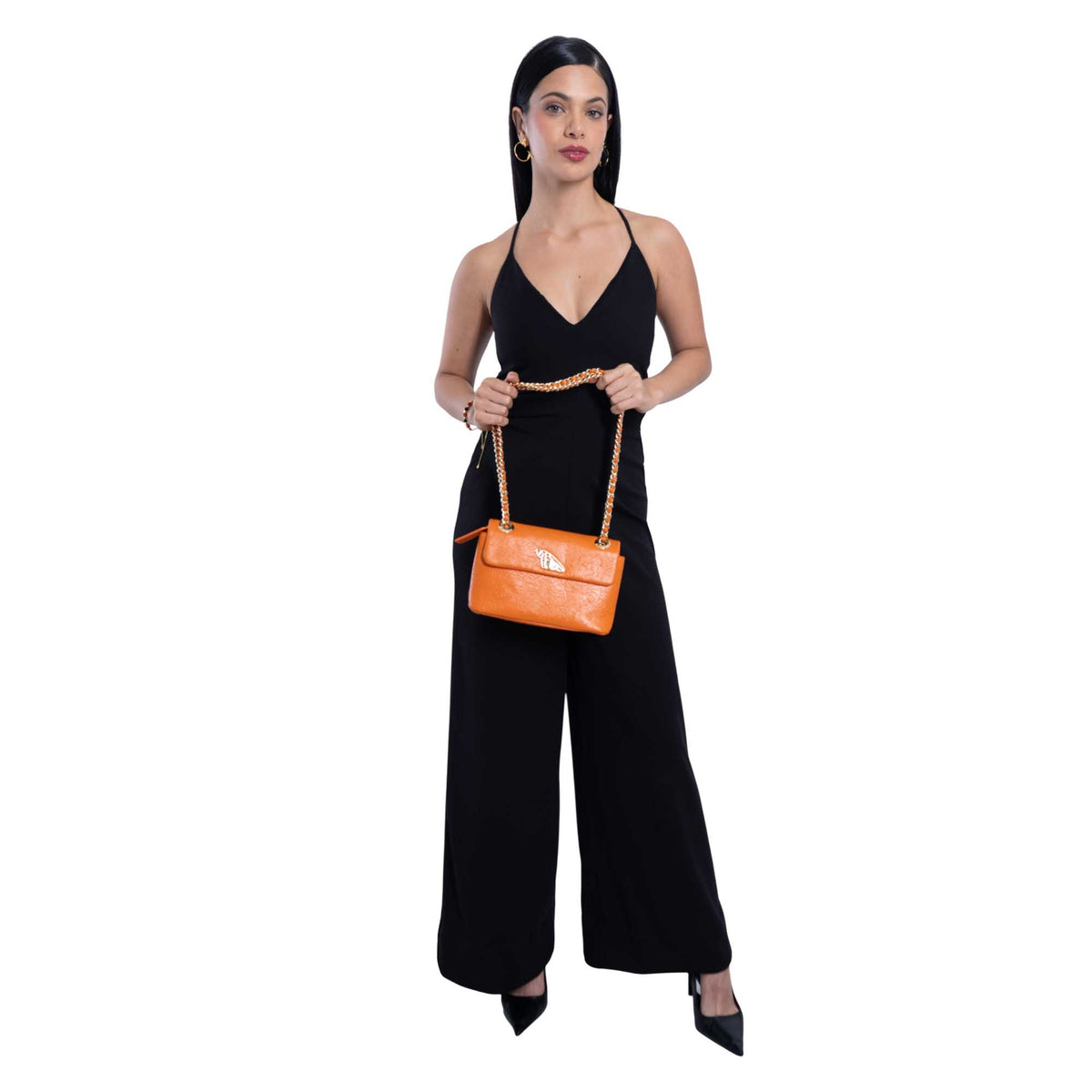Bolsa Tusbel Piel Mini Piel Grabado Cempasúchil