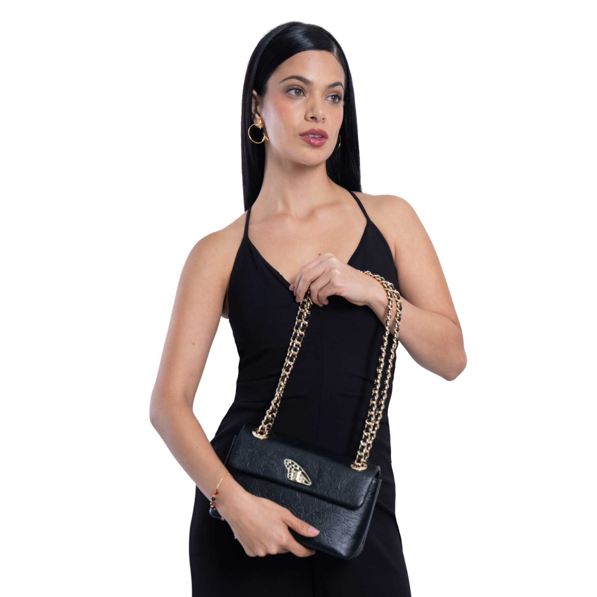 Bolsa Tusbel Piel Mini Piel Grabado Cempasúchil
