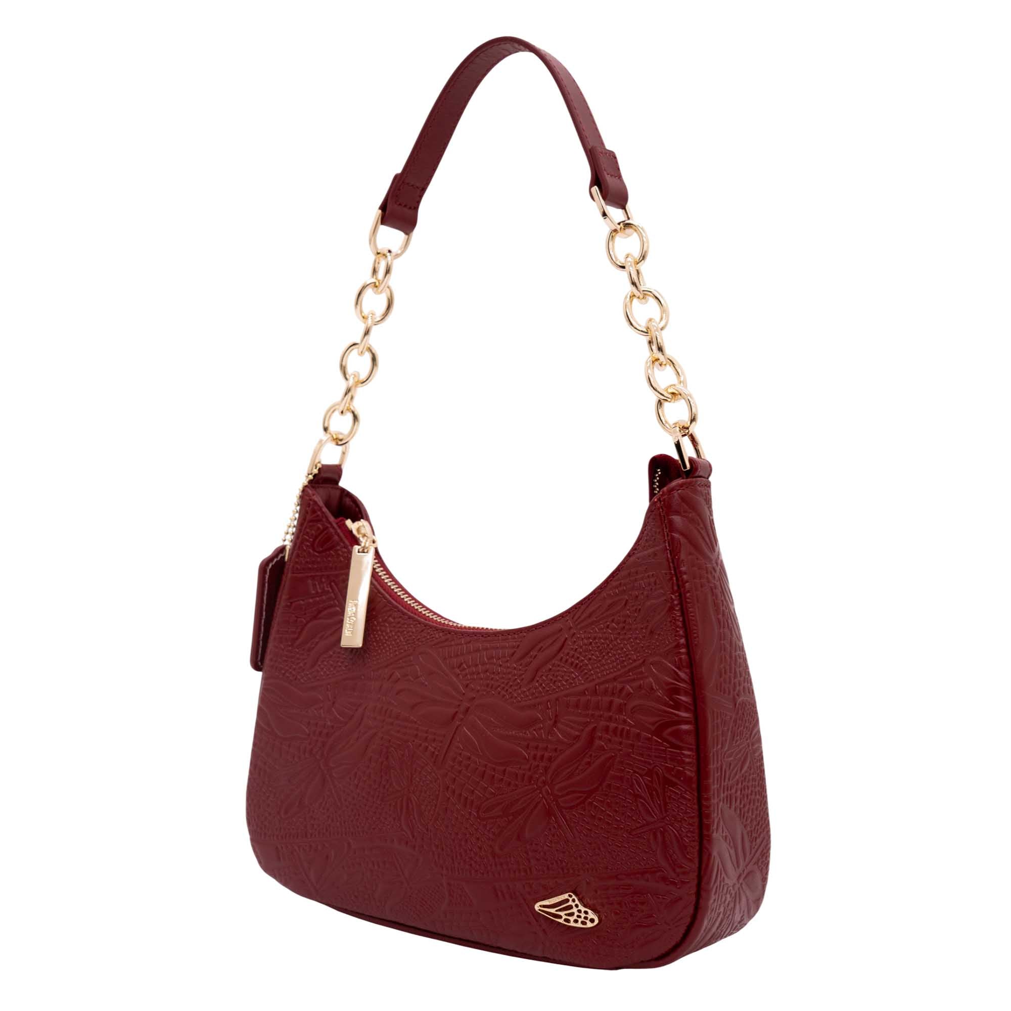 Bolsa Hobo Yax Piel Grabado Libélula