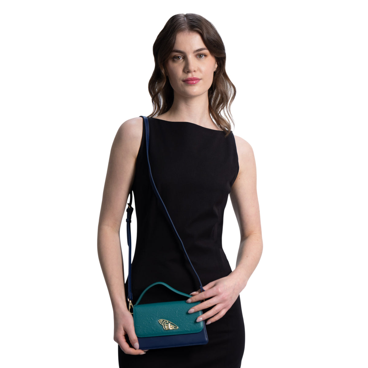 Mini Crossbody Sihul Piel Grabado Cempasúchil