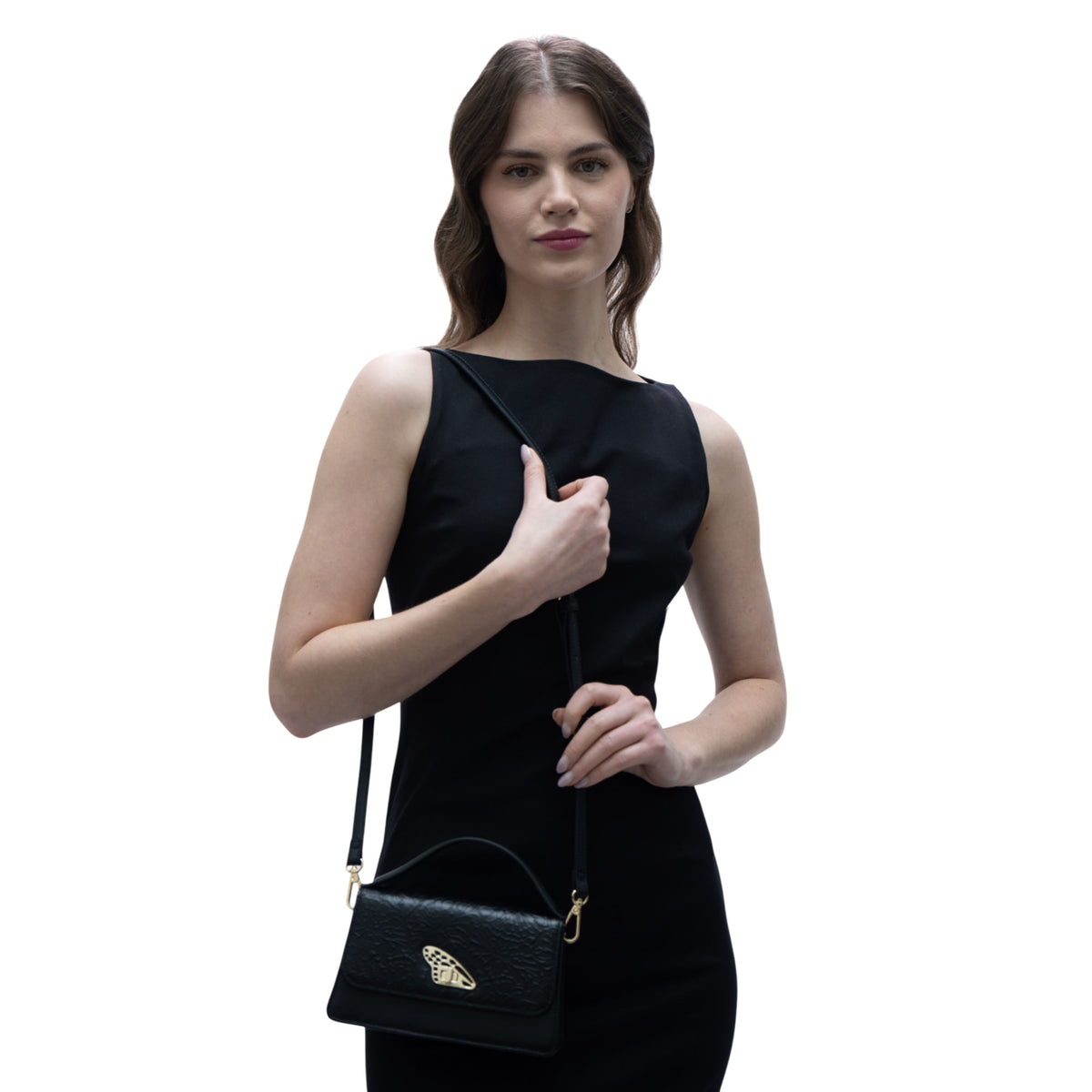 Mini Crossbody Sihul Piel Grabado Cempasúchil