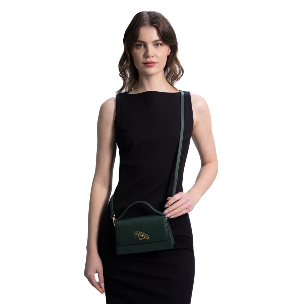 Mini Crossbody Sihul Piel Grabado Cempasúchil