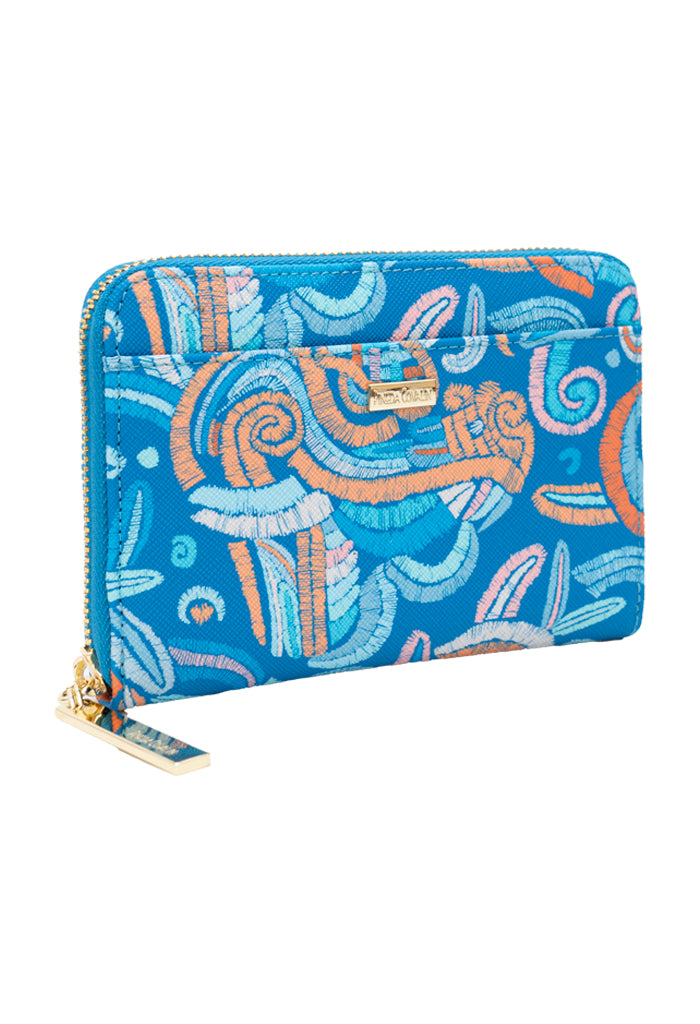 Cartera Mediana Saffiano Quetzalcóatl Azul