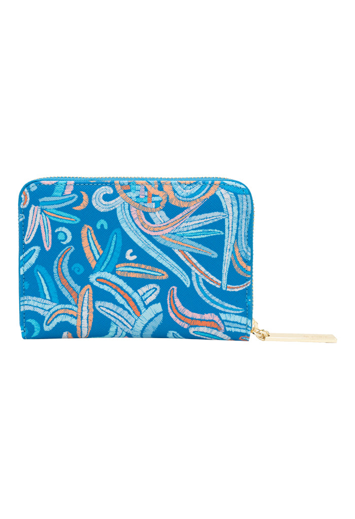 Cartera Mediana Saffiano Quetzalcóatl Azul