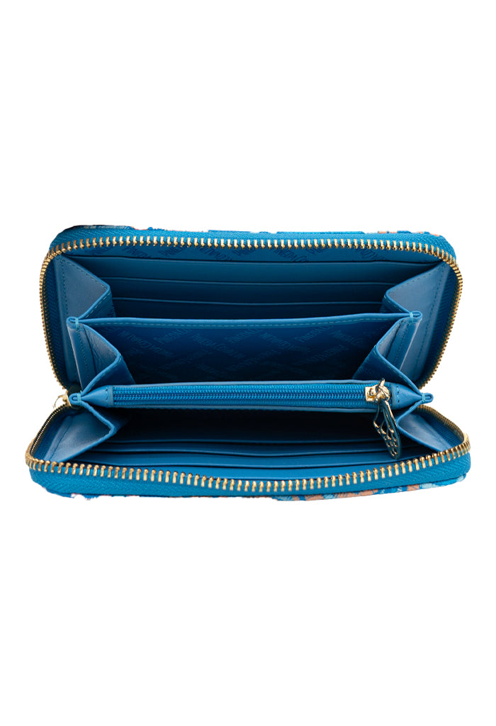 Cartera Mediana Saffiano Quetzalcóatl Azul