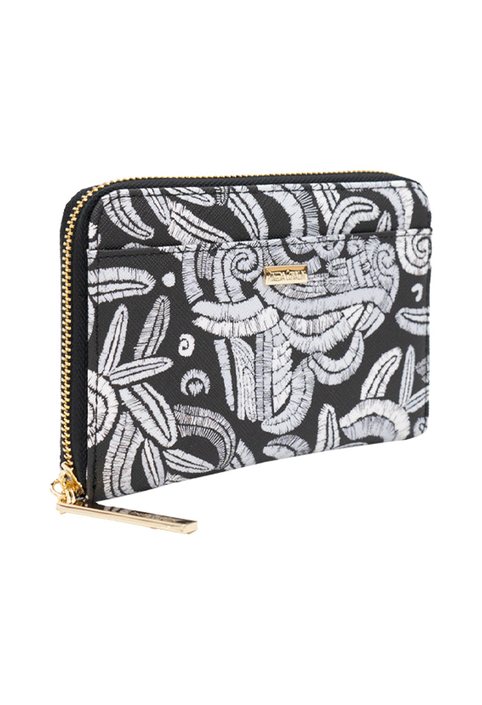 Cartera Mediana Saffiano Quetzalcóatl Blanco/Negro