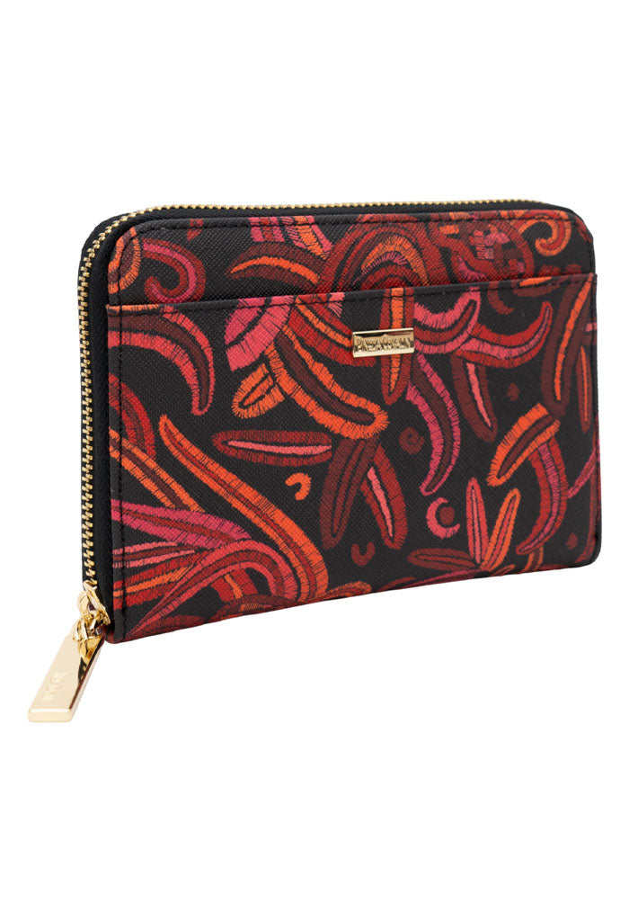 Cartera Mediana Saffiano Quetzalcóatl Negro/Rojo