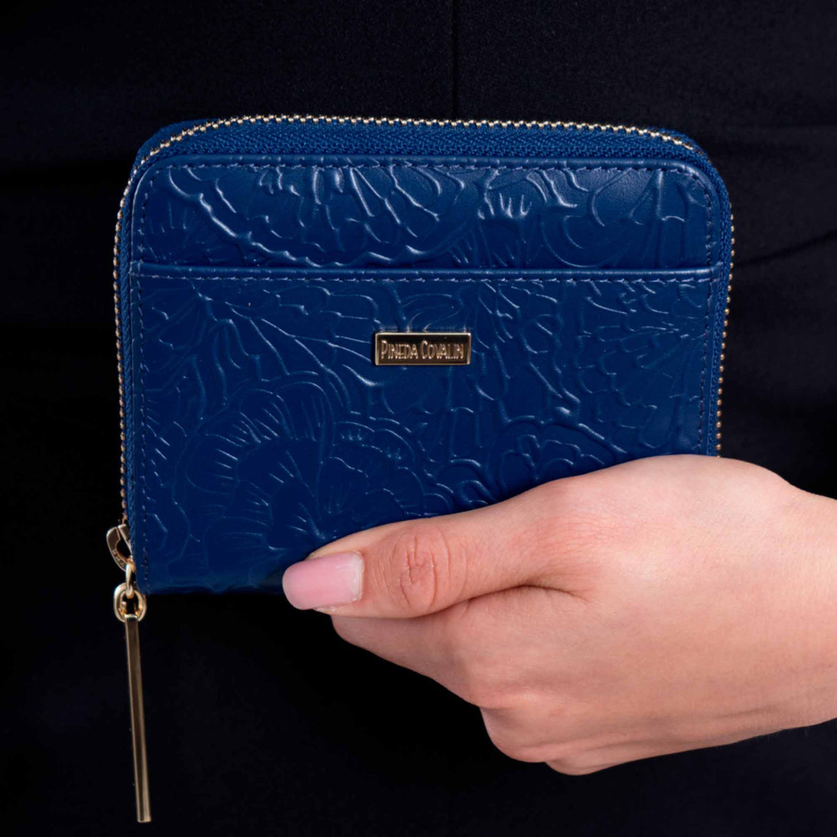 Cartera Chica Piel Grabado Cempasúchil