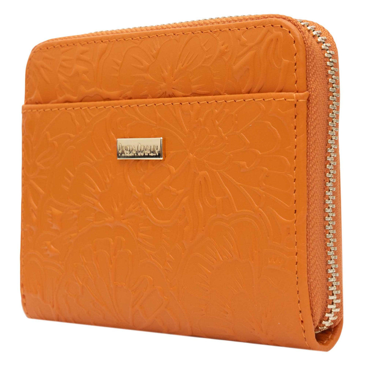 Cartera Chica Piel Grabado Cempasúchil