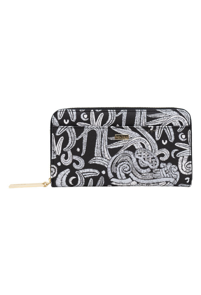 Cartera Grande Saffiano Quetzalcóatl Blanco/Negro