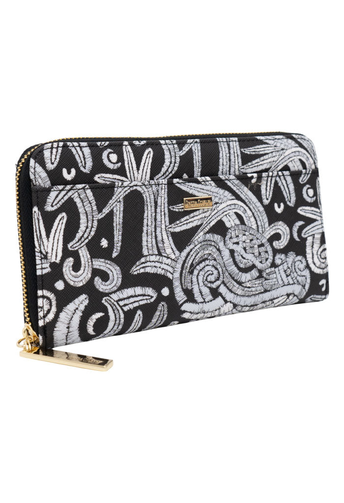 Cartera Grande Saffiano Quetzalcóatl Blanco/Negro