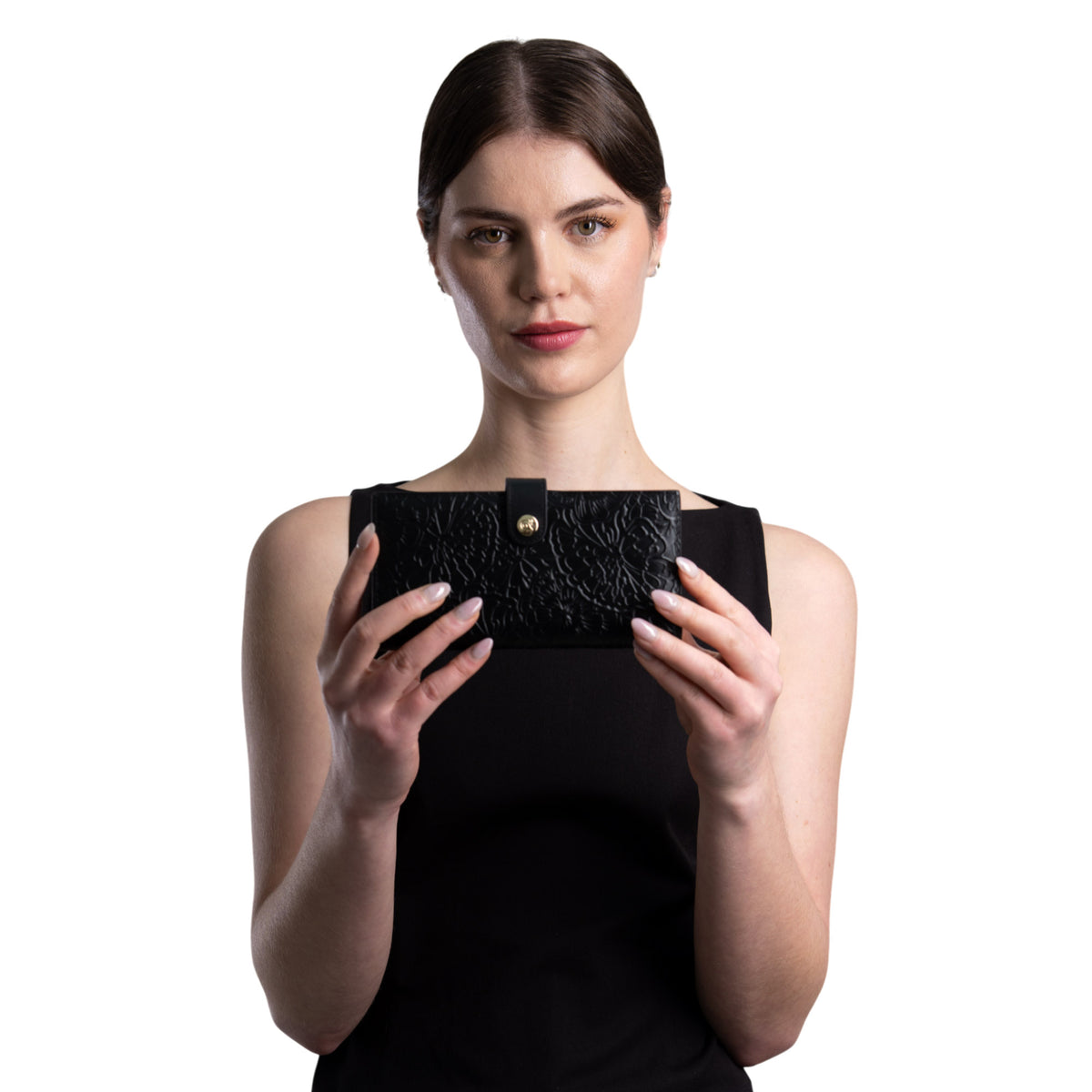 Cartera Grande Xook Piel Grabado Cempasúchil