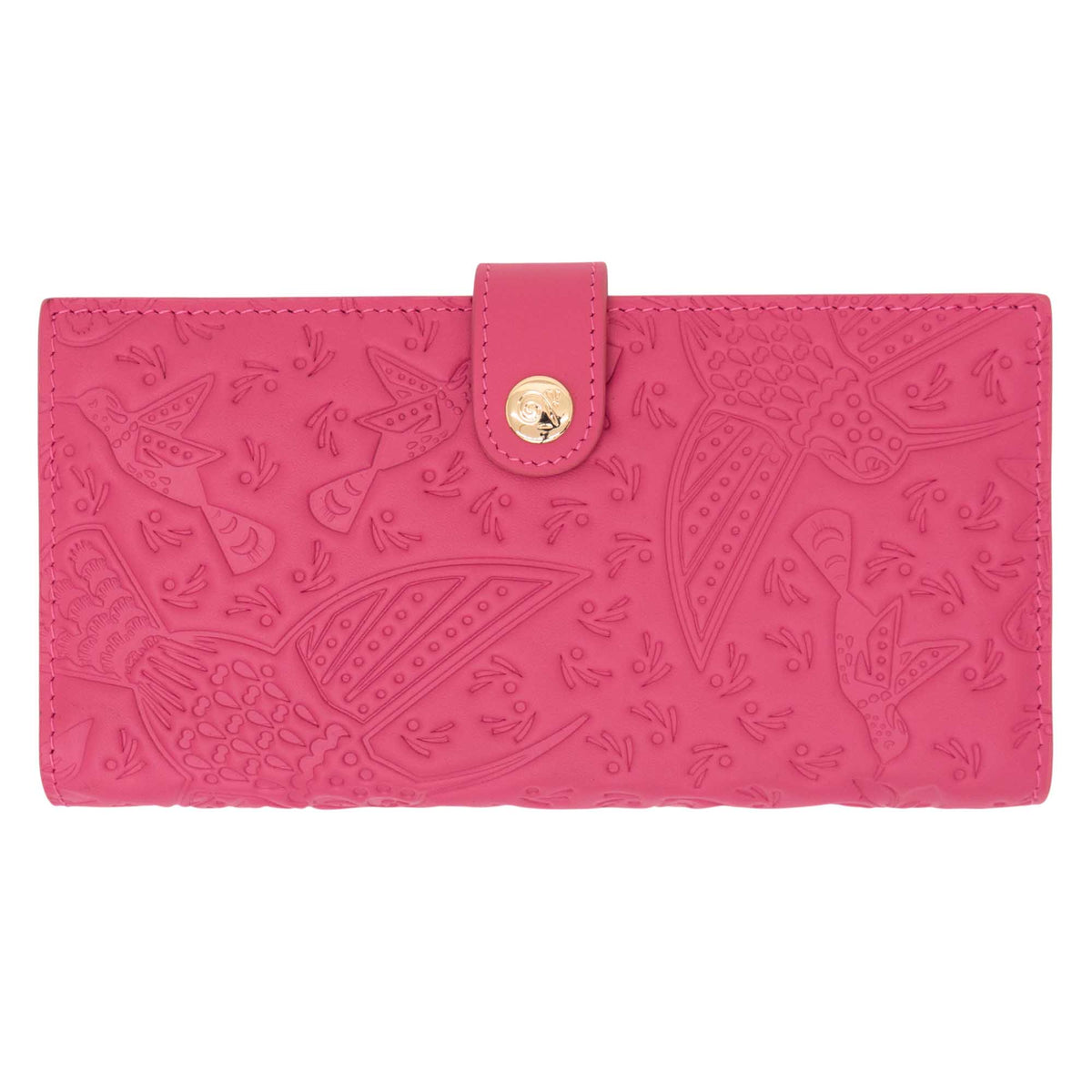 Cartera Grande Xook Piel Grabado Colibrí
