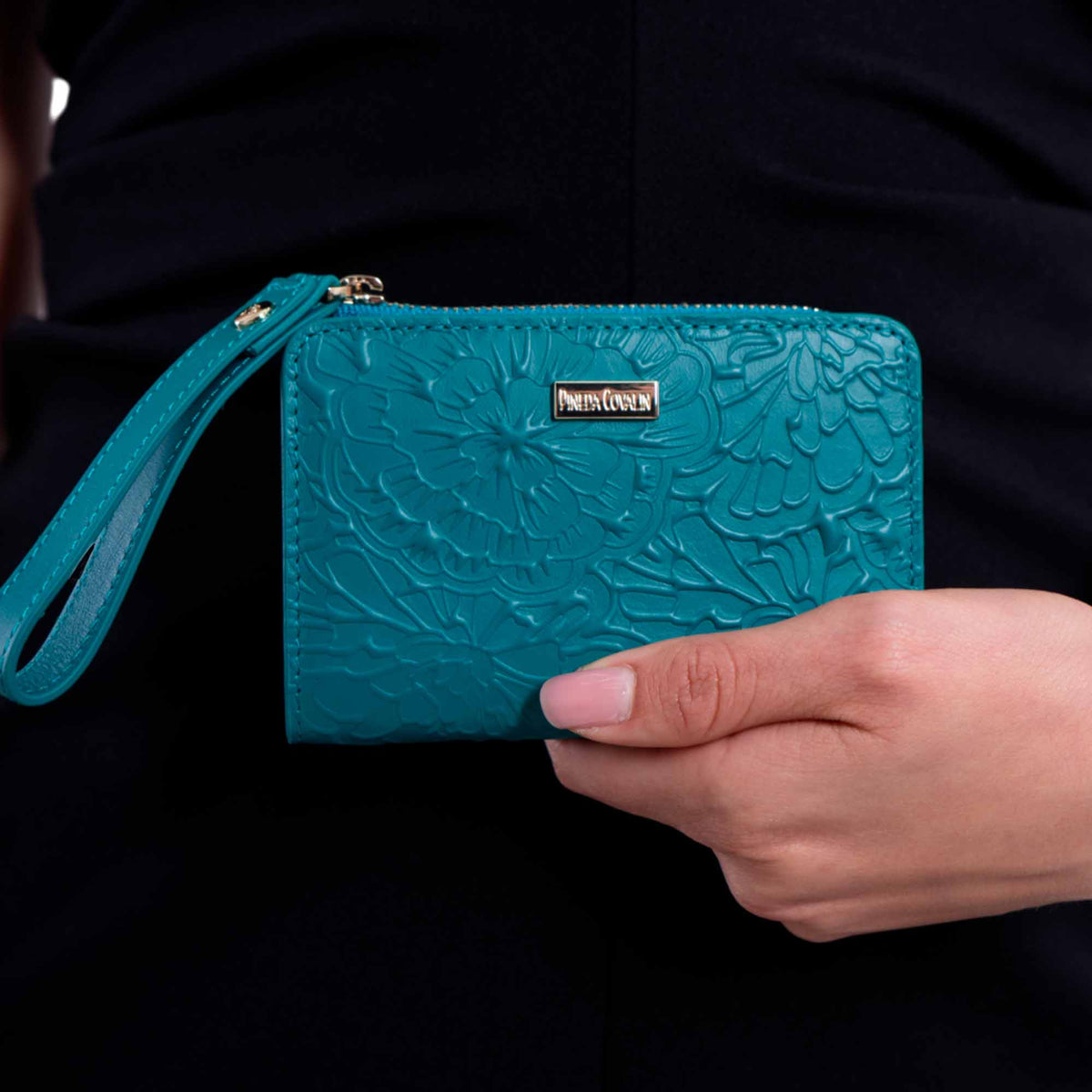 Cartera Naay Piel Pineda Covalin Grabado Cempasúchil