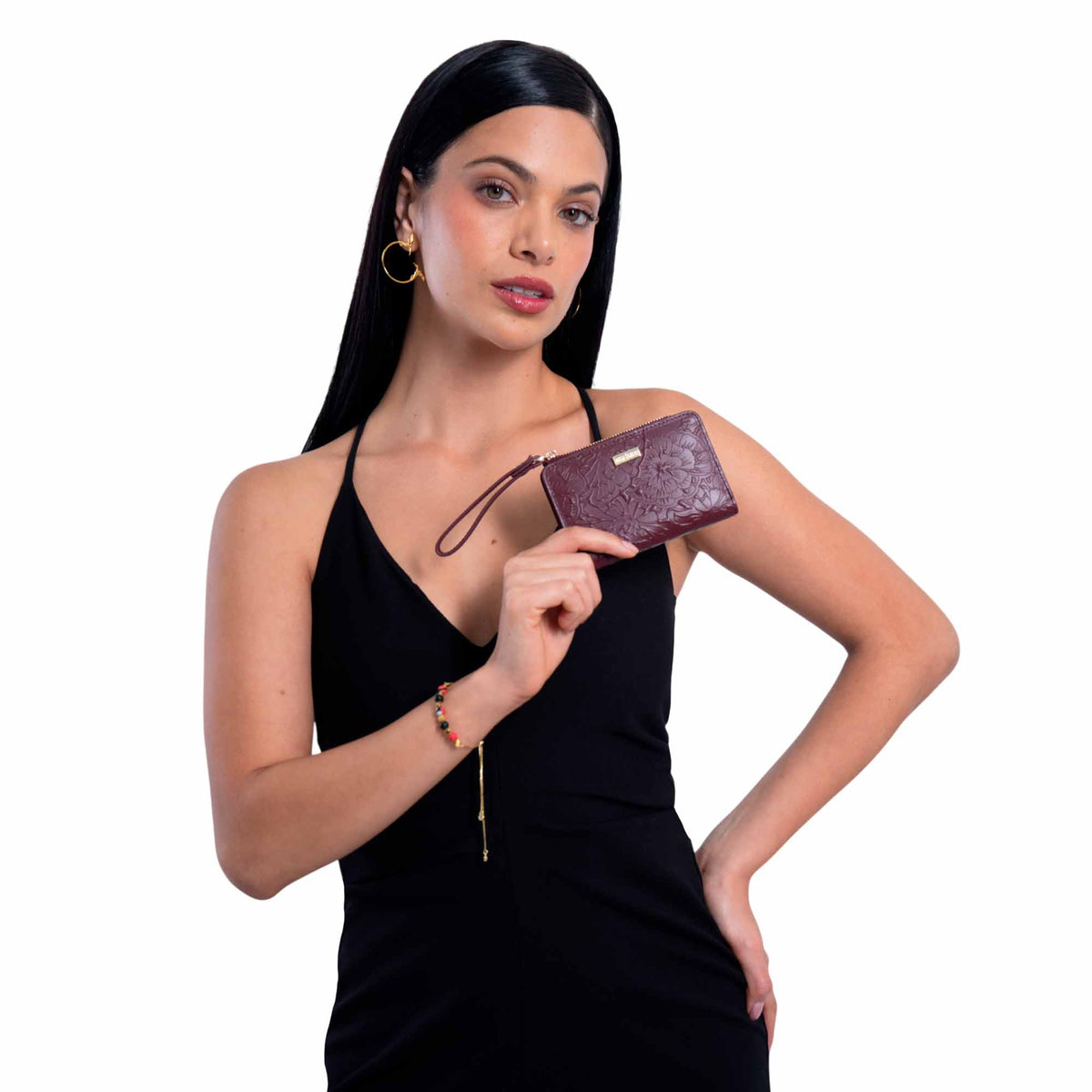 Cartera Naay Piel Pineda Covalin Grabado Cempasúchil