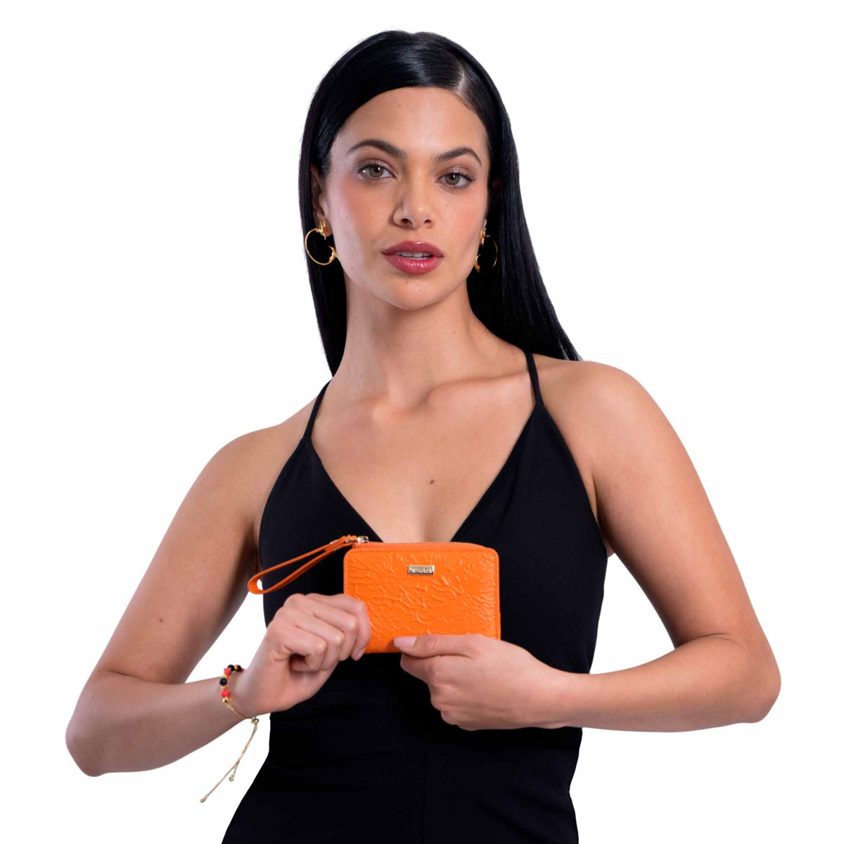Cartera Naay Piel Pineda Covalin Grabado Cempasúchil