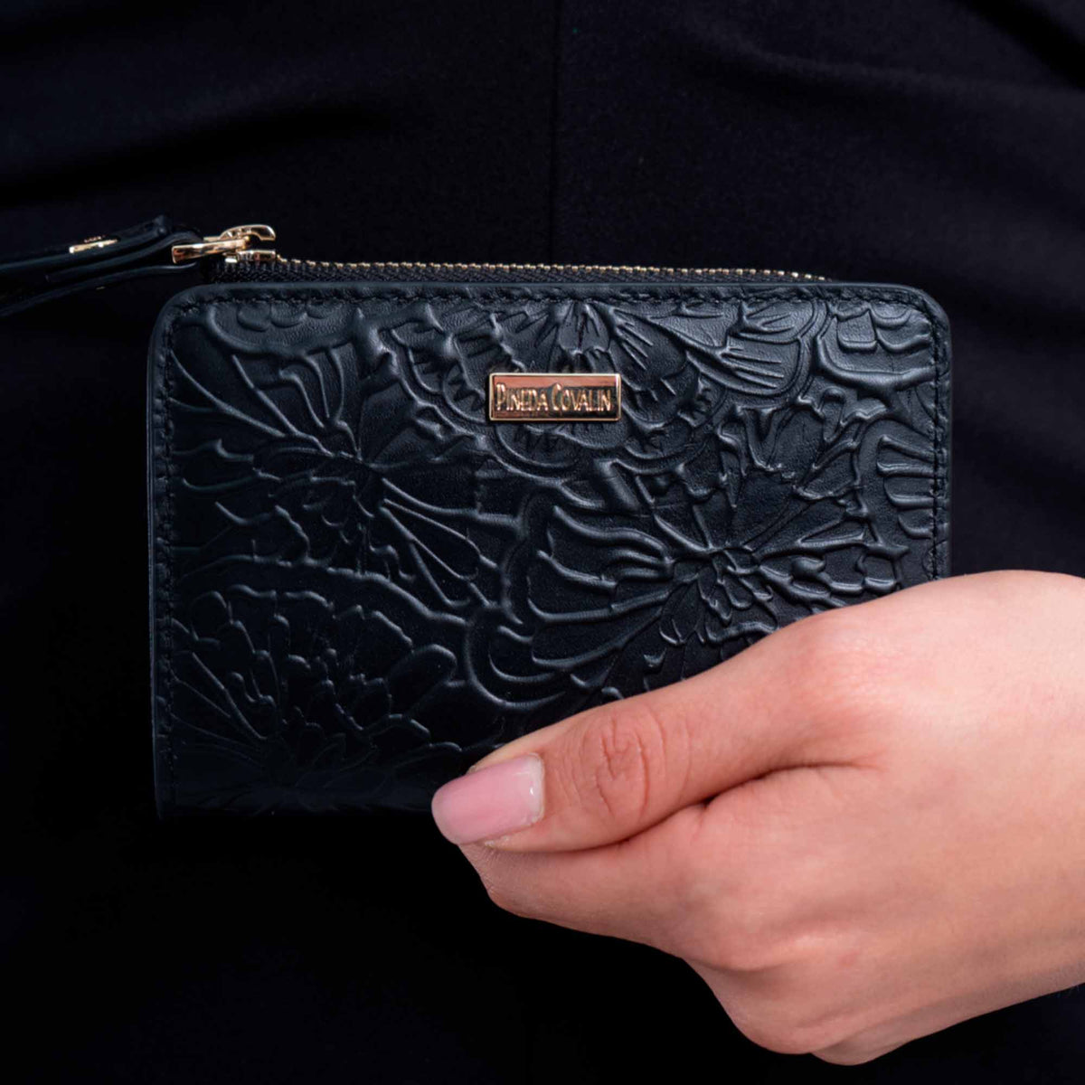 Cartera Naay Piel Pineda Covalin Grabado Cempasúchil
