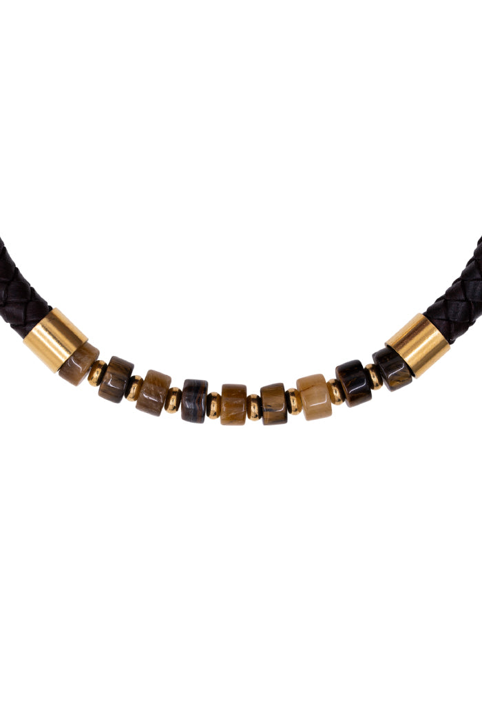 Pulsera Piel Acero Inoxidable Ojo Tigre
