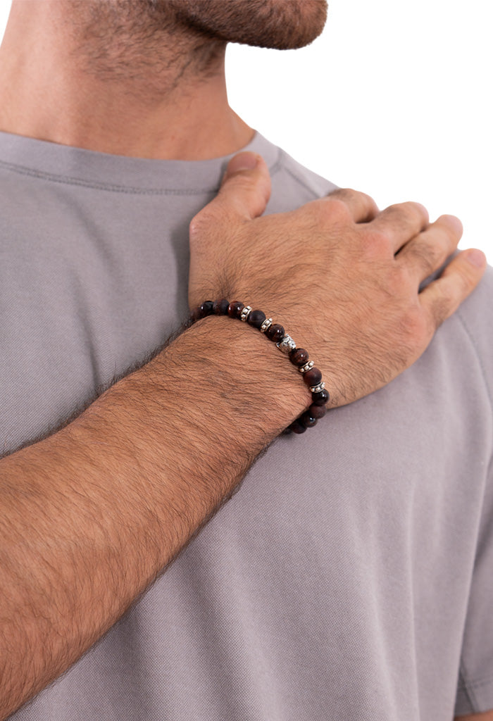 Pulsera Cuatro Jaguares Ojo Tigre Rojo