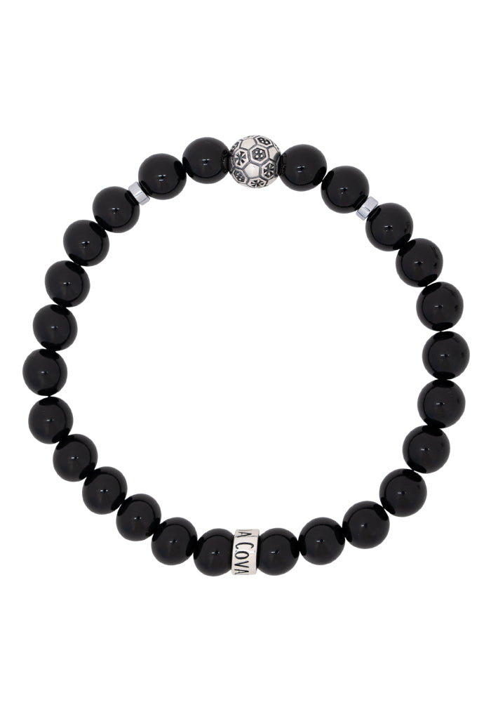Pulsera Fútbol Plata 925 Latidos Gradas Negro