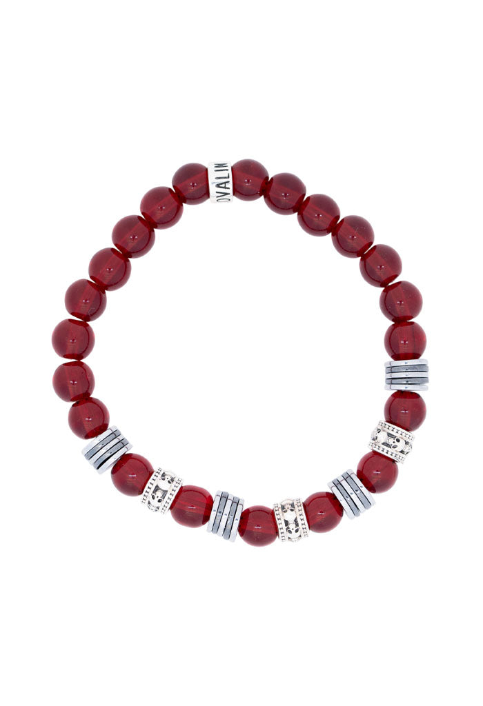 Pulsera Tzompantli con Cristal Rojo