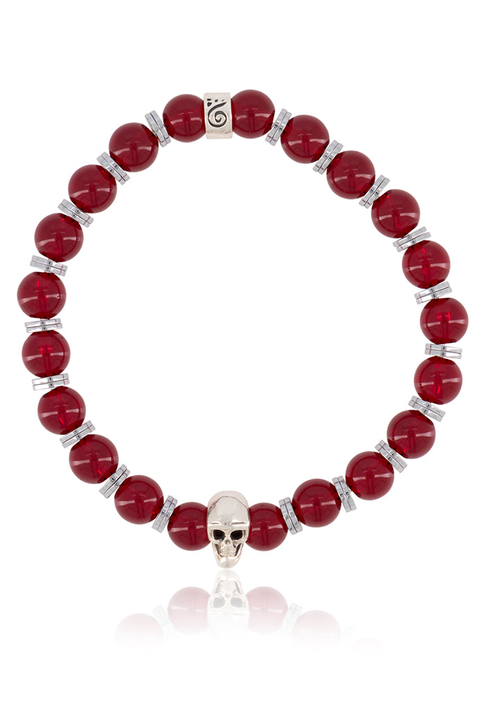 Pulsera Tzompantli hematita plana Cristal Rojo