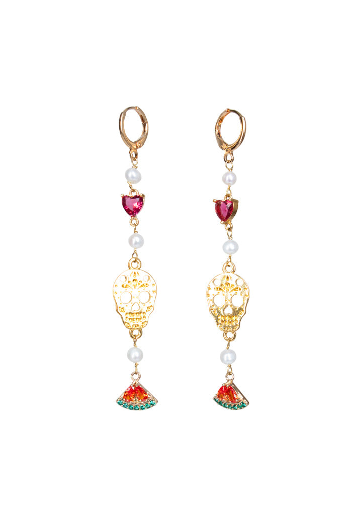 Aretes Calavera Perlas
