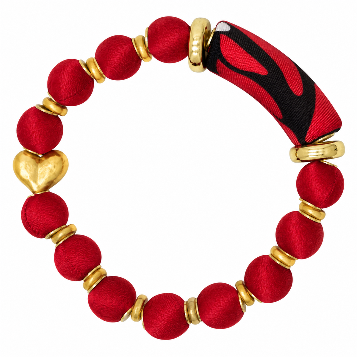 Pulsera Cilindro Seda Mariposa Macro Rojo