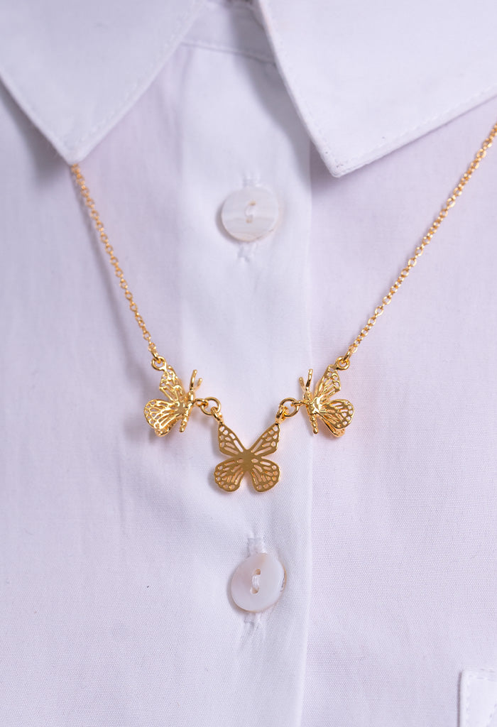 Collar Fini 3 Mariposas Monarcas