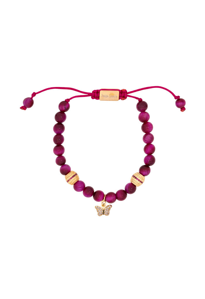Pulsera Mariposa Ojo Tigre Rosa