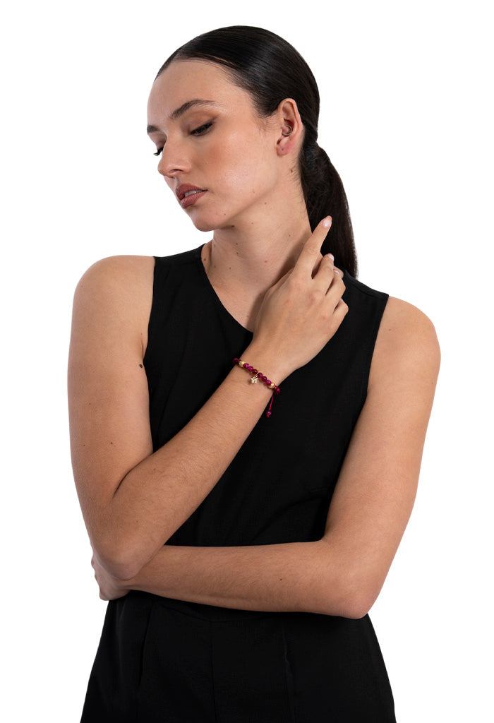 Pulsera Mariposa Ojo Tigre Rosa