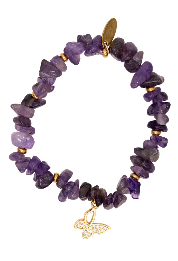 Pulsera Mariposa Amatista Morado y Zirconias