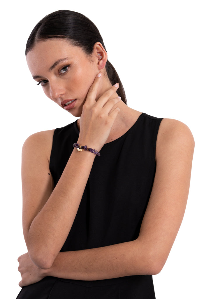 Pulsera Mariposa Amatista Morado y Zirconias