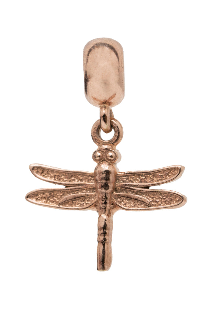 Amuleto para Brazalete Libélula Baño de Oro Rosa