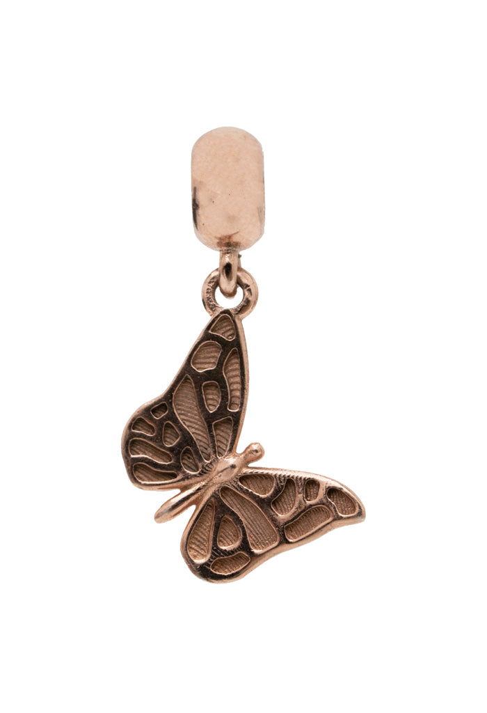 Amuleto para Brazalete Mariposa Baño de Oro Rosa