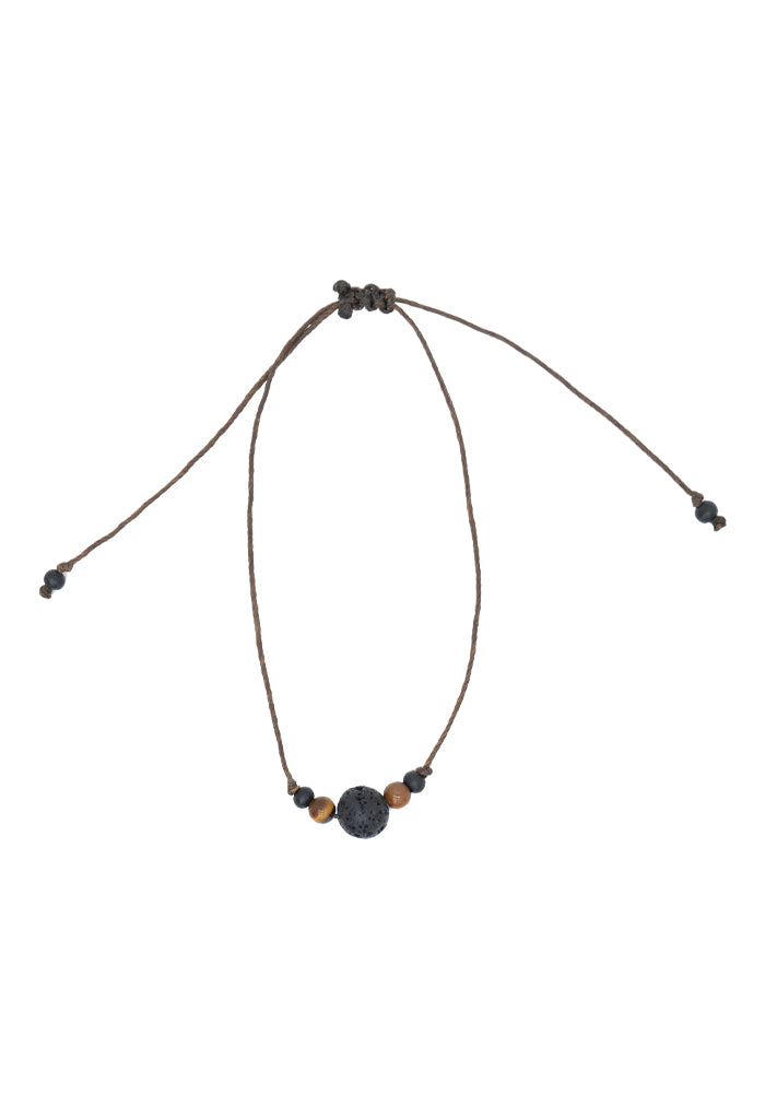 Pulsera Poder Piedra Volcánica Natural y Ojo de Tigre