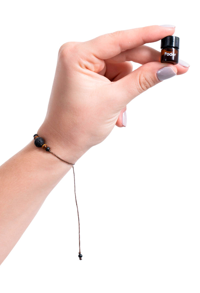 Pulsera Poder Piedra Volcánica Natural y Ojo de Tigre
