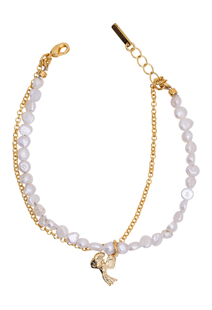 Pulsera Doble Con Perlas