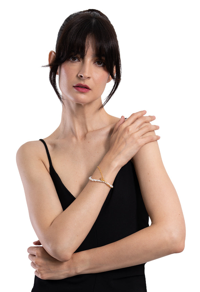Pulsera Doble Con Perlas